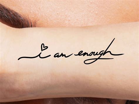 I Am Enough Heart Temporary Tattoo - Etsy UK