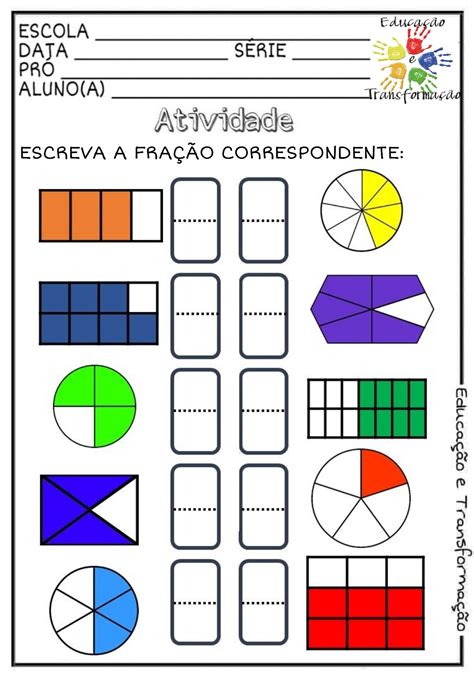 Atividade De Fracao - Fração Atividade de matemática para trabalhar frações: ~ estante da ...