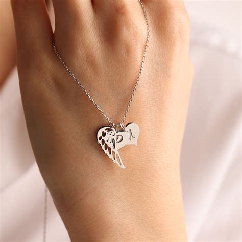 Custom Memorial Wing Necklace, Personalised Angel Gold Wing Necklace