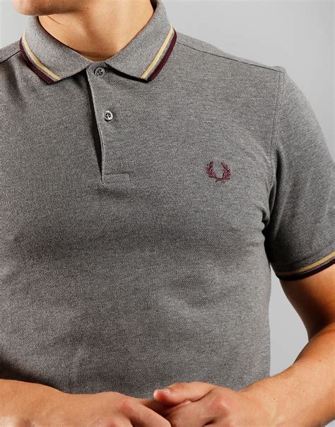 Fred Perry Twin Tipped Polo Shirt Grey Marl - Terraces Menswear