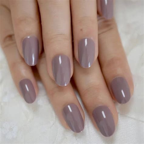 glossy greige medium press  nails glue  beige gray tan etsy