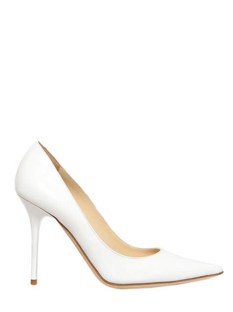 Jimmy Choo 100mm Abel Patent Leather Pointy Pumps in White | Lyst