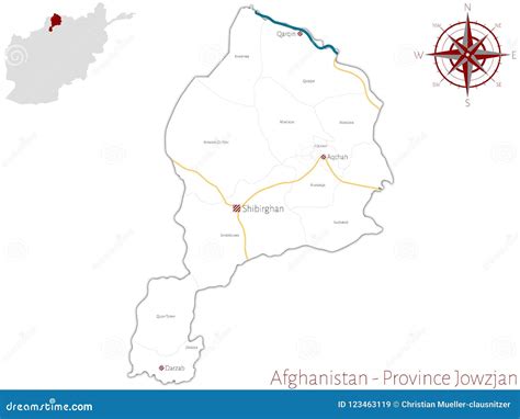 Map of the Afghan Province of Jowzjan Stock Vector - Illustration of ...
