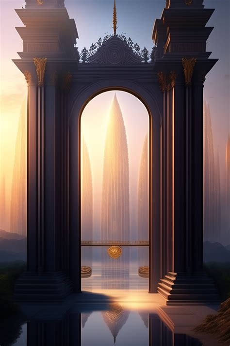 Lexica - Shining city, high wall with twelve gates, angels, decorated