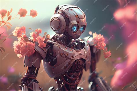 Premium Photo | A human like AI robot collects flowers The robotic ...