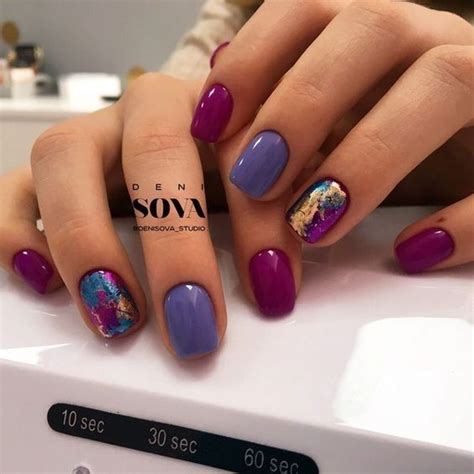 Свадебный маникюр 2019 | Purple nails, Gel nails, Short gel nails
