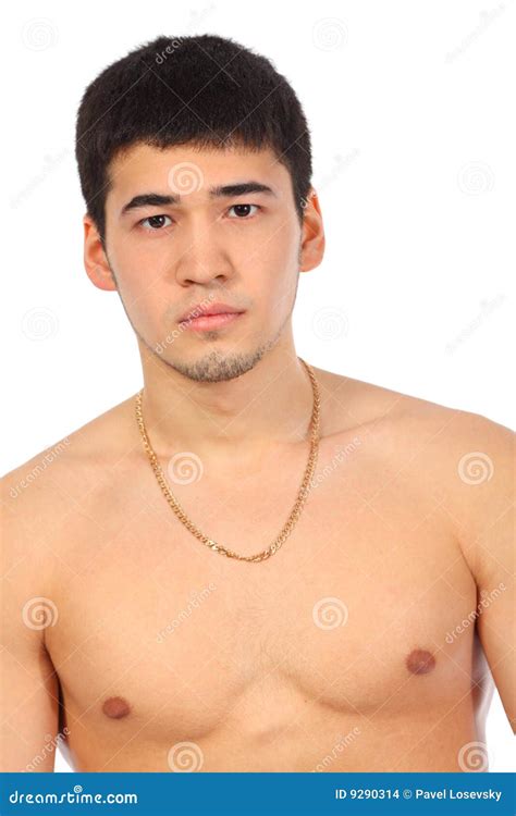young asian topless man stock photo image  handsome
