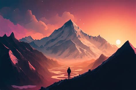 Premium AI Image | On the horizon are mountains
