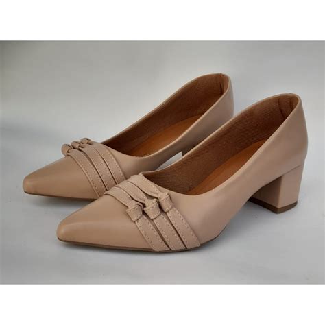 Scarpin Salto Baixo Quadrado - Scarpin Baixo Salto Bloco Quadrado Moda Feminina Confort Linha Premiun ...