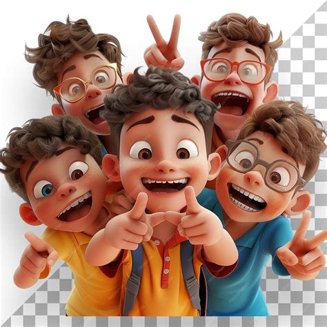 group  boys smiling   fun transparent background premium