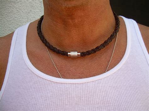 Mens Leather Necklaces, Mens Necklace, Leather Necklace, Braided ...