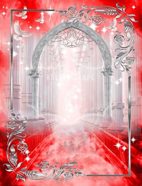 Red Heavens Gate Angel Memorial PNG Add Photo Template for Funeral RIP