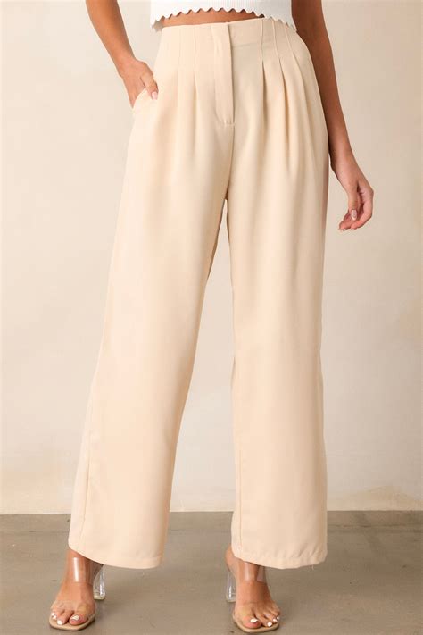 beige wide leg pants  bottoms red dress