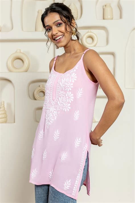Miza White Chikankari Short Kurta