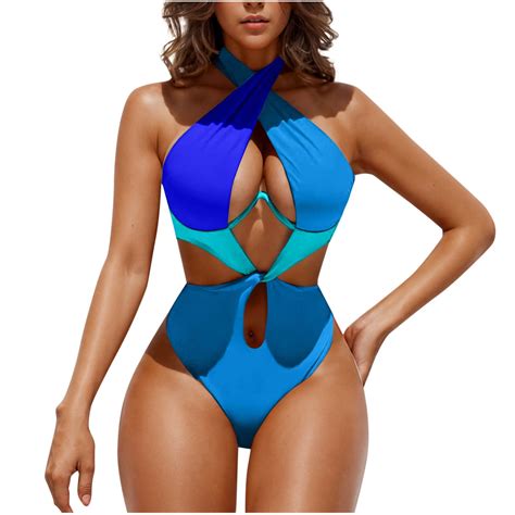 Youyipin Womens Swimsuits Women'S Cut Out Criss Cross Colorblock