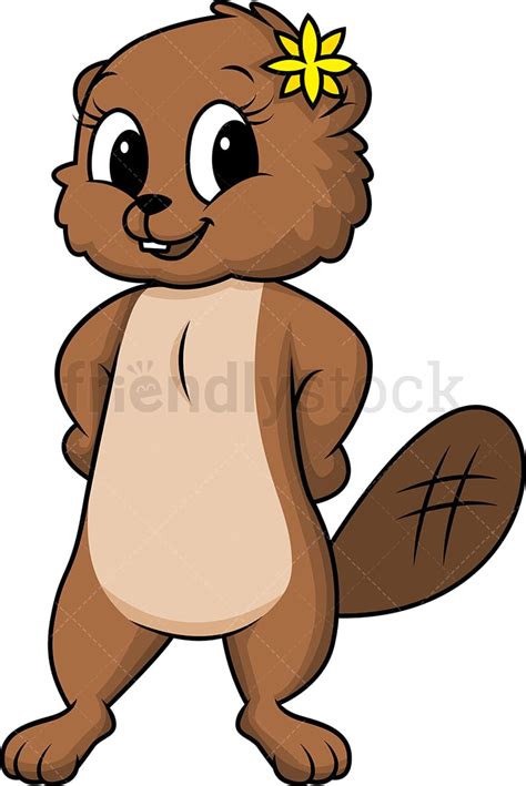 Female Beaver Cartoon Clipart Vector - FriendlyStock