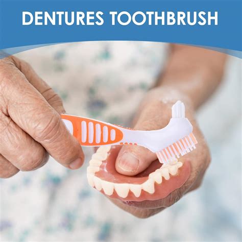set   ergonomic double sided denture toothbrushes soft bristles
