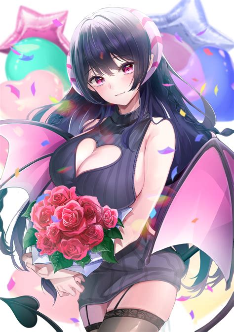 cleavage demoness big boobs red eyes anime anime girls succubus