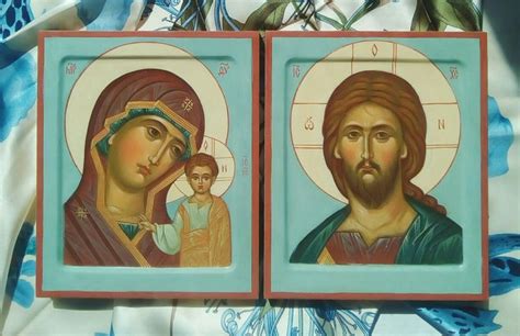 Венчальная пара икон Божья Матерь и Иисус Христос -отличный подарок на ...