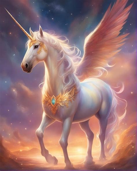 premium ai image view   magical  mythical unicorn creature