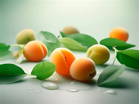 Premium AI Image | A bunch of peaches with leaves and the word peaches ...