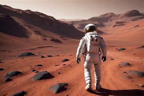 Premium AI Image | A back view of an astronaut in a space suit walking ...