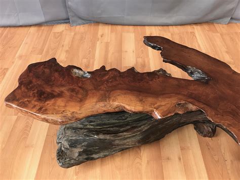 Large Live Edge California Redwood Burl Coffee Table, 1970s at 1stDibs