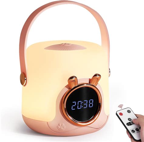 Portable Night Light with Clock for Kids,Touch Night Light for Baby ...