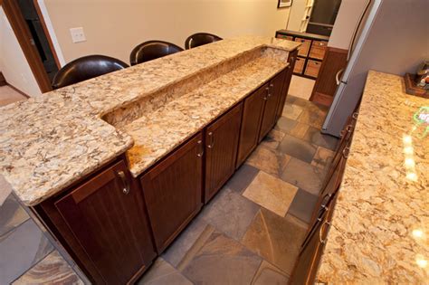 Basement bar with Cambria countertops - Traditional - Basement ...