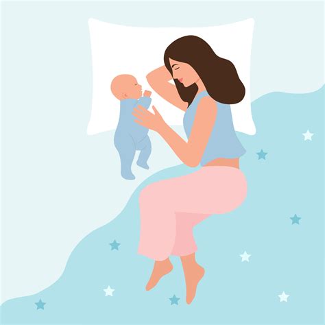 Mother and newborn baby sleeping together,mommy and infant lying in bed