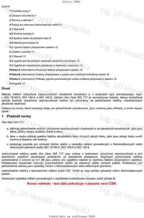 ČSN EN ISO 717-1 (730531) - Akustika - Hodnocení zvukové izolace ...