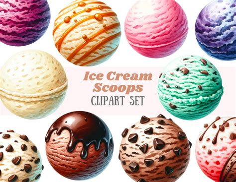 watercolour ice cream scoop clipart  icecream scoops png digital