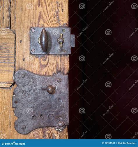 Two Old Locks in a Wooden Door Stock Image - Image of dirty, design