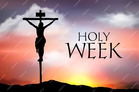 Premium Vector | Realistic holy week with jesus on cross