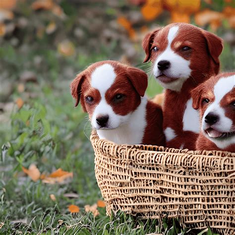 Basket of Cute Red Heeler Puppies · Creative Fabrica