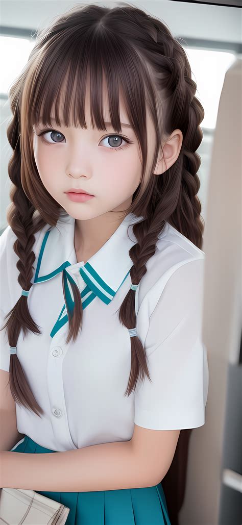 Asian, face, looking at viewer, children, AI art, portrait display