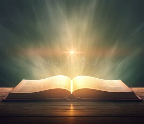 Bright Light Comes from Christian Bible, Bible Study Concept. Stock ...