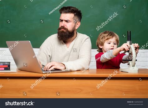 Father Son Preschool Pupil Teacher Teaches Stock Photo 1628565004 ...