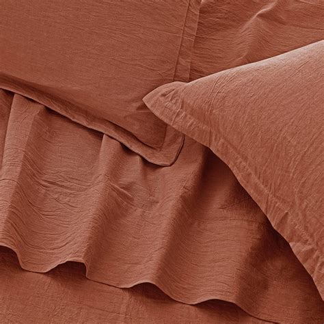 Washed Cotton Chambray Fitted Sheet Set Solid Color Casual Modern Style ...