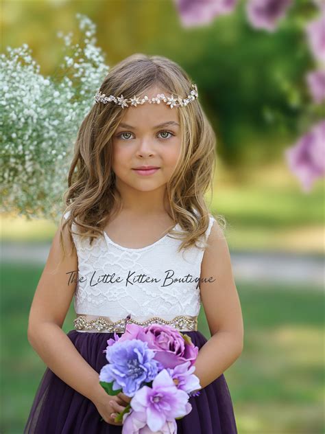 flower girl dress tulle flower girl dress purple flower girl dress