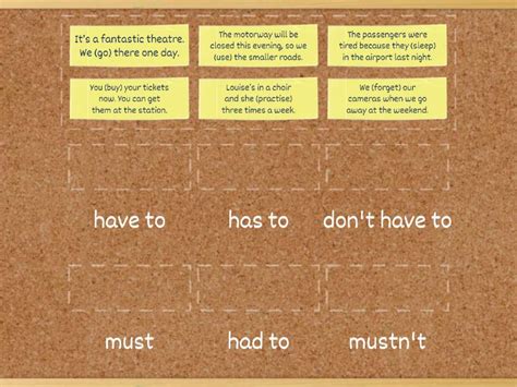 Modals of obligation, prohibition and necessity - Match up