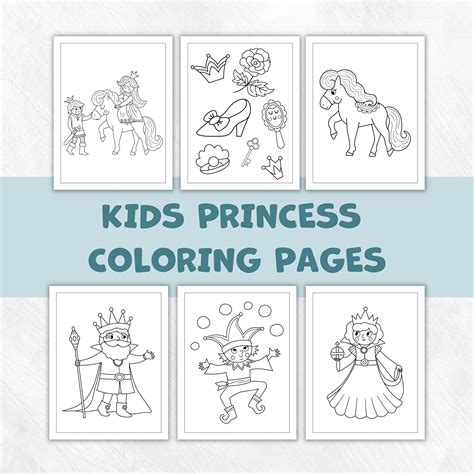 Digital Princess Coloring Book for Kids Printable Princess Coloring