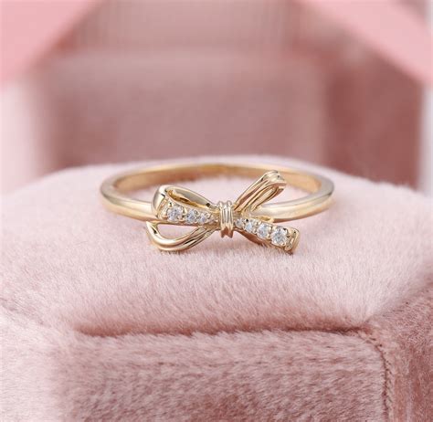 3d Sparkling Bow Ring, Dainty Ribbon Ring, Diamond Bow Tie Ring, Cute
