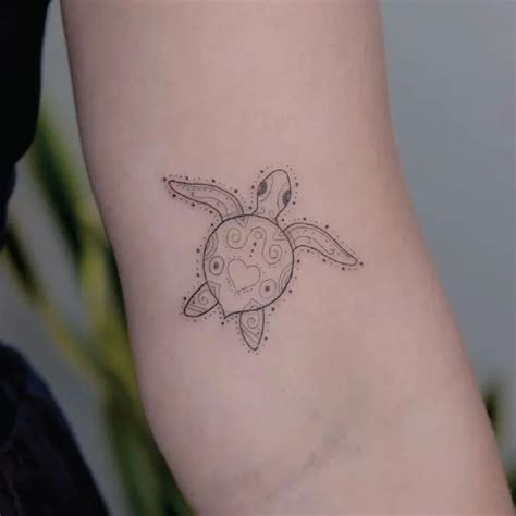 Small Dotted Sea Turtle Animal Outline Dotwork Fine Line Tattoo Idea ...