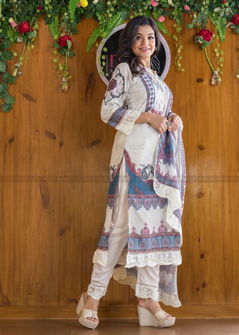 Classic Ivory Pakistani Style Kurti Set – Monamaar