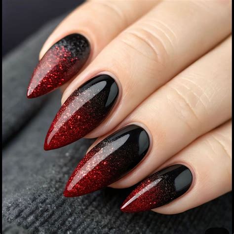 dark red  black nails nail designs black red glitter black ombre