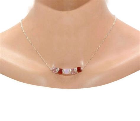 Birthstone Necklace Sterling Silver Mothers Necklace Mothers - Etsy