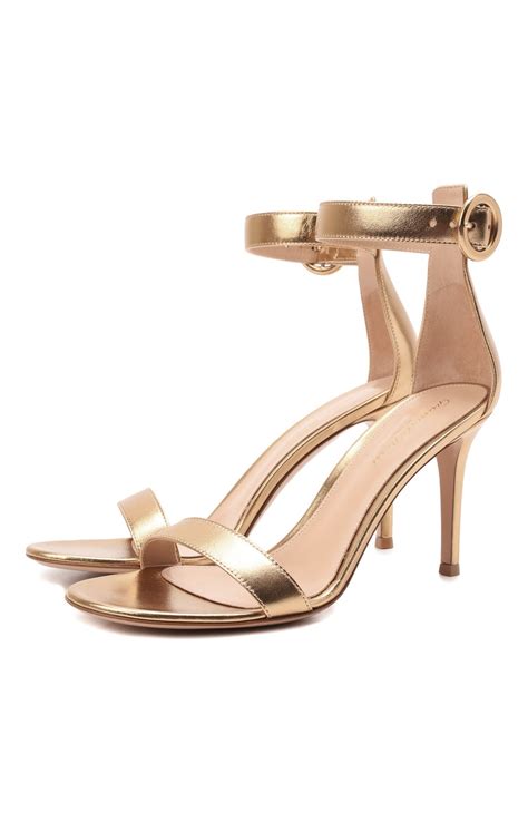 Женские золотые кожаные босоножки portofino 85 GIANVITO ROSSI купить в ...
