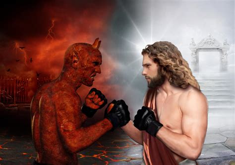 The winner takes it all...Devil vs Jesus by RinatArt on DeviantArt