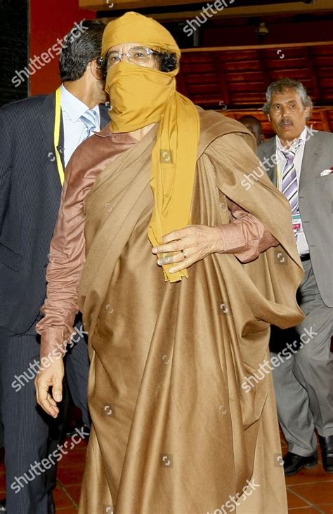 President Libya Muammar Gaddafi Arrives Meeting Editorial Stock Photo ...